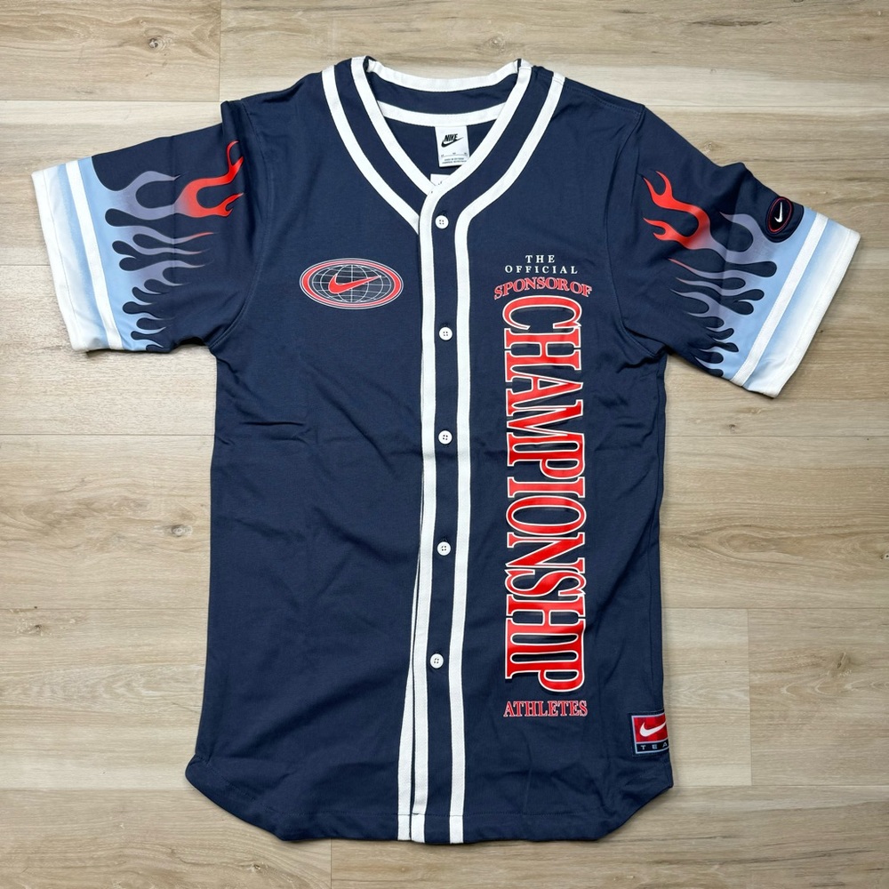 Nike Sportswear Americana Button Up Jersey - Blue - DV9642-437 Men's Size Medium